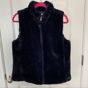 J.Crew Factory Navy Faux Fur Vest Sz Medium